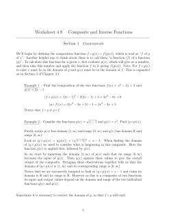 Worksheet 4.8 Composite and Inverse Functions