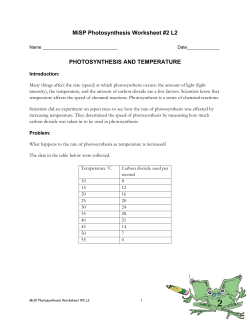 MiSP Photosynthesis Worksheet #2 L2 PHOTOSYNTHESIS AND