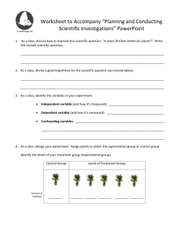 Worksheet to Accompany “Planning and