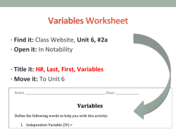 Variables Worksheet - Spring Lake Park Schools