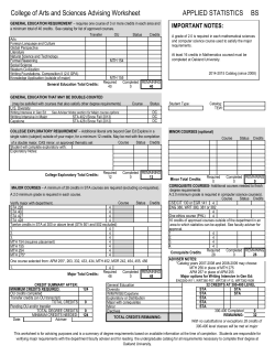 College of Arts and Sciences Advising Worksheet APPLIED