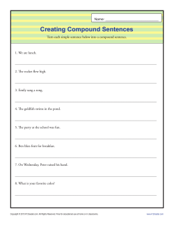 Compund Sentence Worksheet | 1st through 3rd Grade