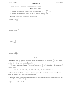 MATH 1572H Spring 2013 Worksheet 4 Topic: limit of a sequence