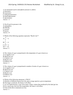 2014 Spring CHEM101 Ch5 Review Worksheet Modified by Dr