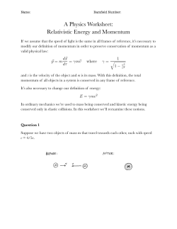 A Physics Worksheet: Relativistic Energy and Momentum
