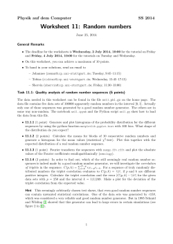 Worksheet 11: Random numbers - Institute for Computational Physics