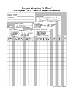 Formula Worksheet for Milnor E-P Express Gear Guardian Washer