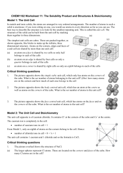 CHEM1102 Worksheet 11: The Solubility Product and Structures