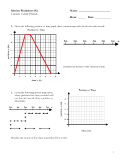 Motion Worksheet #2: Name Constant Velocity Problems Hour