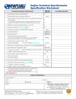 Engine Technical Questionnaire Specification Worksheet
