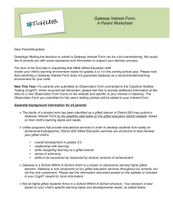Gateway Interest Form: A Parent Worksheet