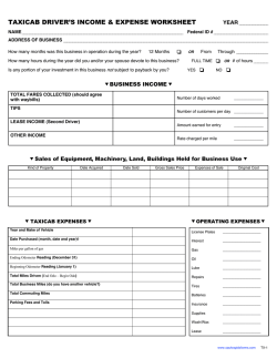 TAXICAB DRIVER'S INCOME & EXPENSE WORKSHEET