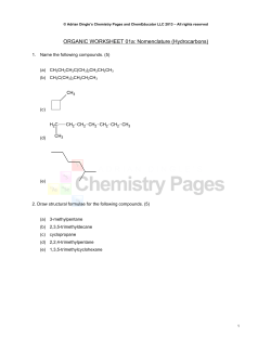 ORGANIC WORKSHEET 01a: Nomenclature (Hydrocarbons)