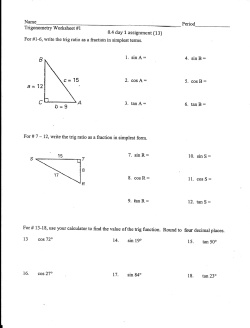 Period Trigonometry Worksheet # I 8.4 day 1 - U