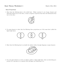 Knot Theory Worksheet 1 March 15th, 2014