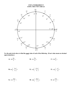 UNIT 6 WORKSHEET 9 USING THE UNIT CIRCLE Use the unit