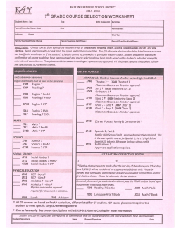 7th GRADE COURSE SELECTION WORKSHEET
