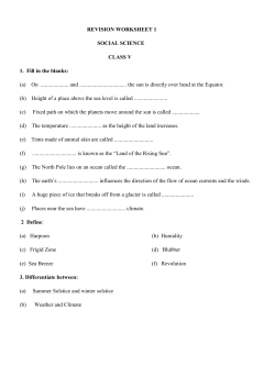 REVISION WORKSHEET 1 SOCIAL SCIENCE CLASS V 1. Fill in the