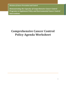 Comprehensive Cancer Control Policy Agenda Worksheet