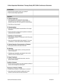 Critical Appraisal Worksheet with Key Learning Points: Therapy Study