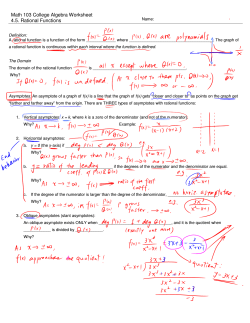 Math 103 College Algebra Worksheet 4.5. Rational Functions