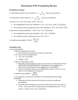 Worksheet #10: Probability Review
