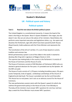 Student's Worksheet UK - Political sysem and history Political system