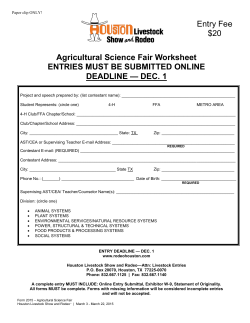 Entry Fee $20 Agricultural Science Fair Worksheet ENTRIES MUST