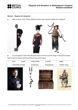 Disguise and deception in Shakespeare's England Student worksheet