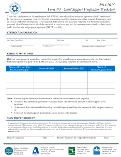 2014-2015 Form #3 - Child Support Verification Worksheet