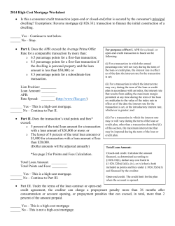 2014 High-Cost Mortgage Worksheet • Is this a