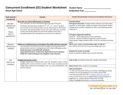 Concurrent Enrollment (CE) Student Worksheet Student Name