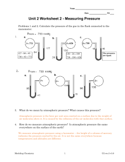 Unit 2 Worksheet 2 - Measuring Pressure