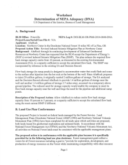 Worksheet Determination of NEPA Adequacy (DNA)