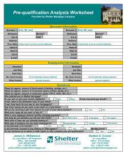 Shelter Mortgage Pre-Qualification Worksheet
