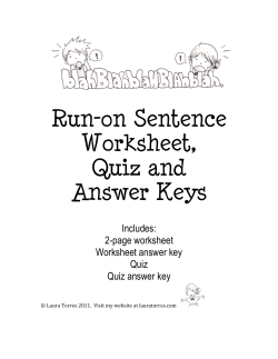Run-on Sentence Worksheet, Quiz and Answer Keys