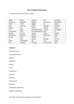 Parts of Speech Worksheet - Teaching and Learning English