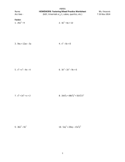 AMDG Name HOMEWORK: Factoring Mixed Practice Worksheet Ms