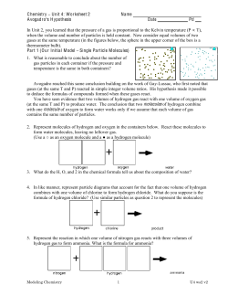 Chemistry – Unit 4: Worksheet 2 Name Avogadro's