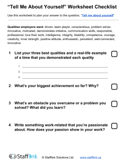 “Tell Me About Yourself” Worksheet Checklist