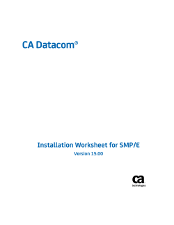 CA Datacom Installation Worksheet for SMP/E