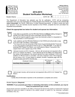 2014-2015 Student Verification Worksheet