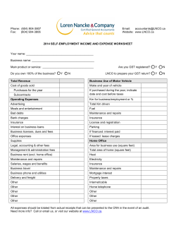Worksheet - Self employment income and expenses June 2014 fillable
