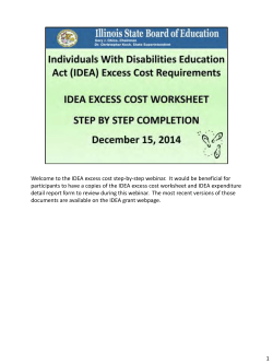 IDEA Excess Cost Worksheet Step by Step Completion Webinar