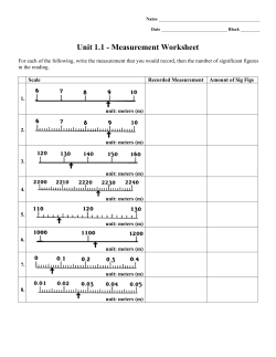 Unit 1.1 - Measurement Worksheet