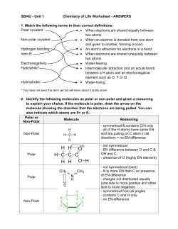 SBI4U - Unit 1 Chemistry of Life Worksheet