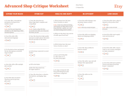 Advanced Shop Critique Worksheet