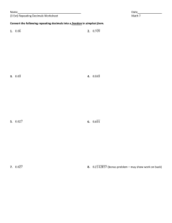 Name Date (3 Ext) Repeating Decimals Worksheet Math 7 Convert