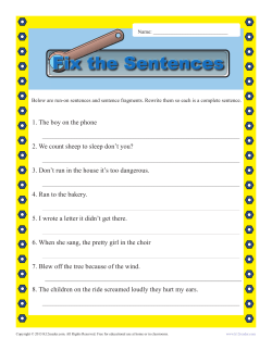 Run On Sentence and Fragments | Sentence Structure Worksheets