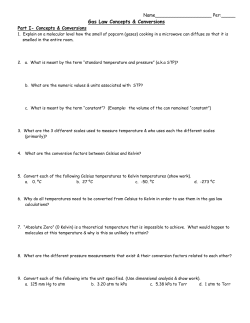 Gas Laws Calculations Worksheet, Part 1